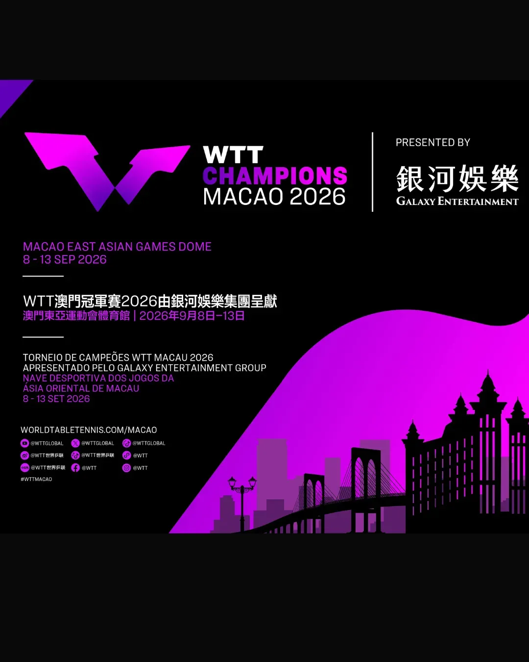 WTT澳門冠軍賽2026