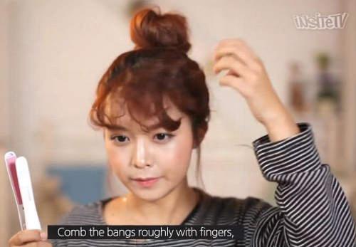 韓妹髮型教學！可愛感up 捲捲瀏海丸子頭