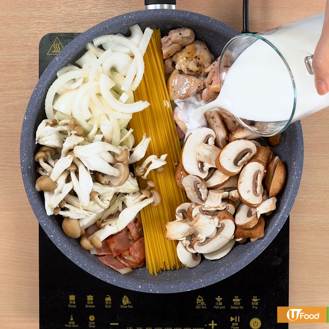 白汁意粉|15分鐘懶人料理!一鍋到底白汁蘑菇雞肉意粉食譜 簡單3步輕鬆做低卡牛奶白汁 | U Food