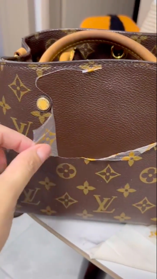 內地女用「OO油」清潔2萬元LV手袋！外層竟脫皮徒手撕下！網民震驚：還以為是印花！