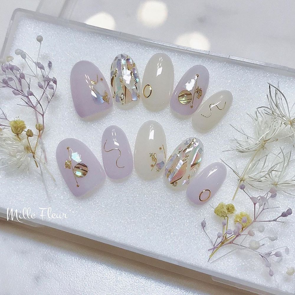 【美甲提案】薰衣草色日系美甲款式！一文睇晒超過40款！夢幻押花、手繪風！