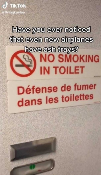 飛機廁所為何設有煙灰缸？空姐親揭原因！竟然和一條法例有關 