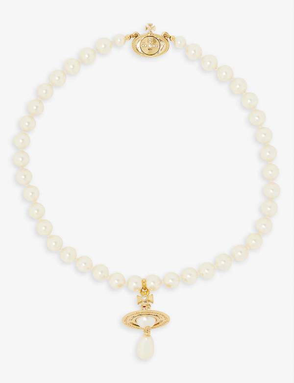 Orb gold-tone brass and faux-pearl choker necklace  香港官網售價HK$2560 ｜網購價HK$1490
