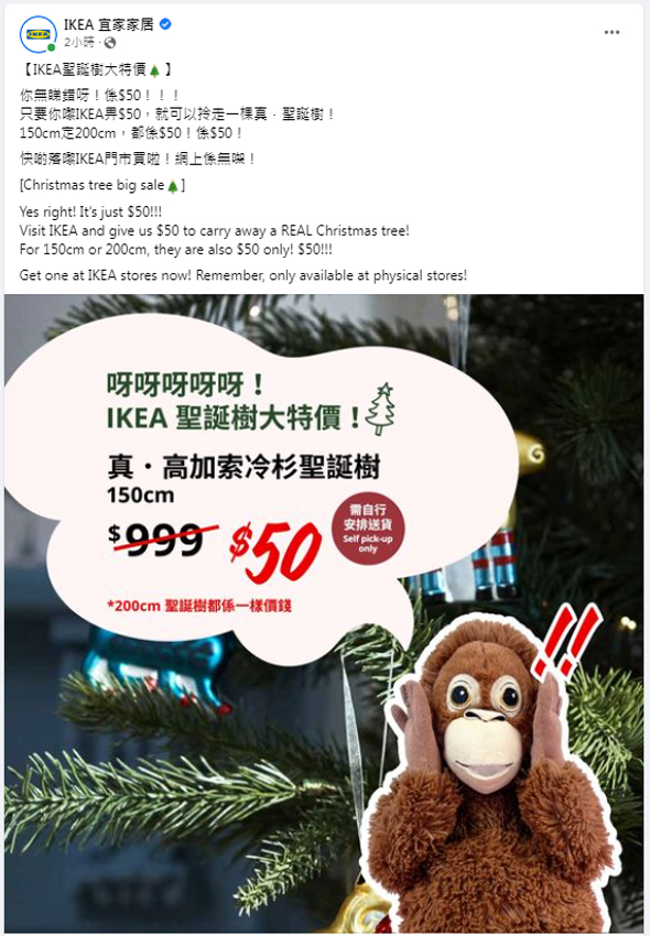 香港市民IKEA瘋搶$50真聖誕樹！原價近$1千大劈價火速售罄 網民:等聽日返貨