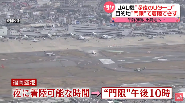 日航東京往福岡飛8小時回到起點 飛到福岡上空告知折返 全因當地機場1限制 