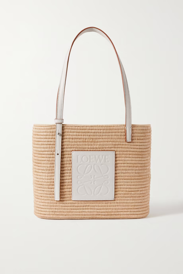 LOEWE Small Square Basket bag in raffia and calfskin  網購價 HK$5,650