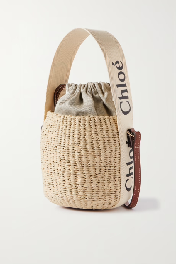 CHLOÉ Leather-trimmed paper and linen bucket bag  網購價 HK$5,100