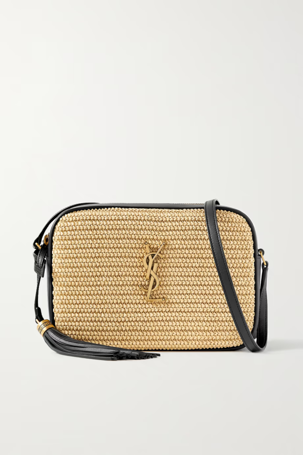 SAINT LAURENT Lou medium raffia and leather shoulder bag  網購價 HK$12,900
