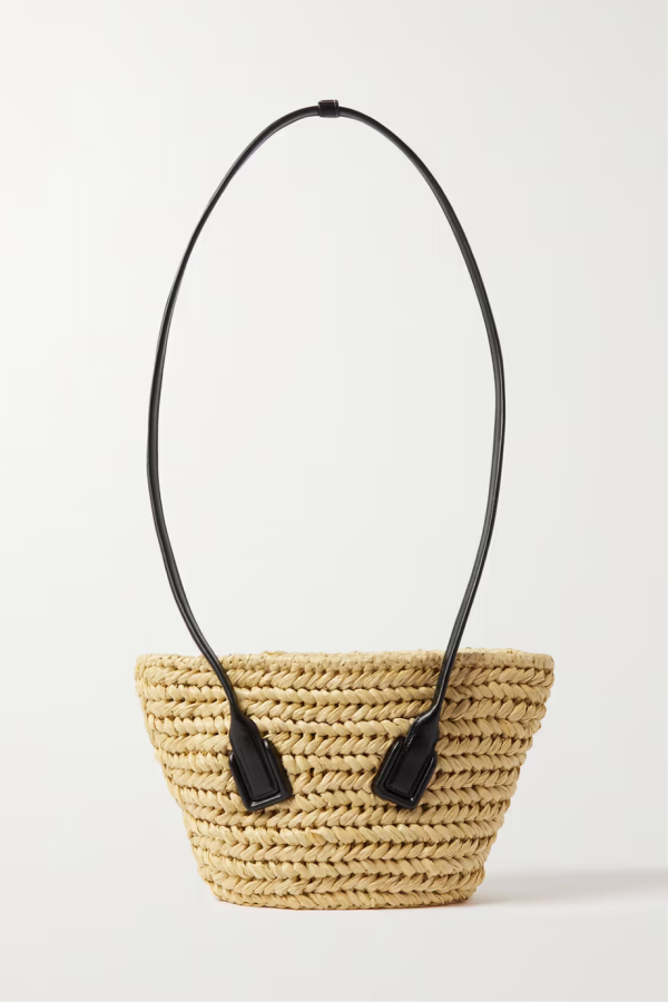 BOTTEGA VENETA Leather-trimmed raffia shoulder bag  網購價 HK$19,900