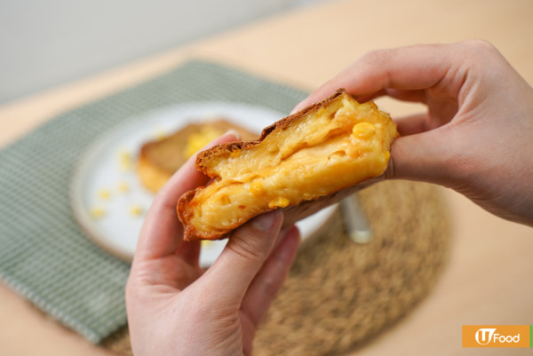 麻糬食譜｜芝士軟心！粟米濃湯烤麻糬食譜　簡單4步氣炸鍋料理／外脆內煙韌超濃粟米芝士味