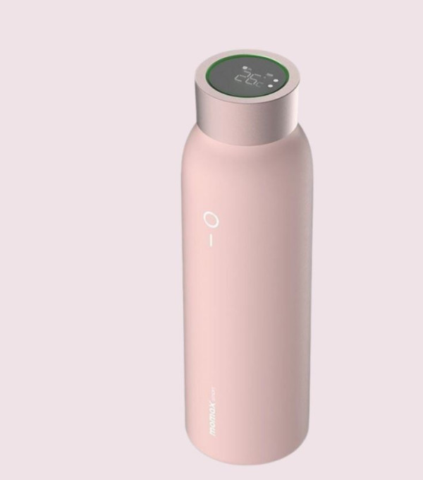Momax Smart Bottle 智能保溫水樽  這款智能保溫水樽，內置 LCD 顯示屏及指示燈顯示水溫，更可以設置飲水提示。  約 8 折後特價398  港元；原價  498 港元