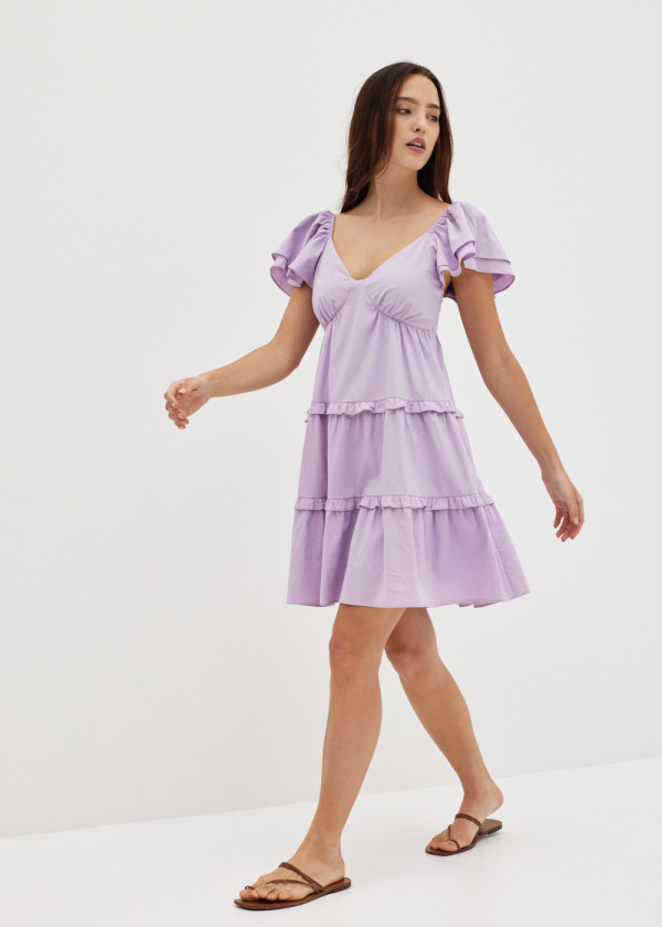 Elayne Flutter Sleeve Tiered Dress  原價 HK$379.00｜折後 HK$265.00（7折）
