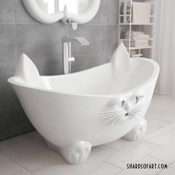 除咗雪櫃仲有純白貓貓造型浴缸，感覺就好似浸浴在軟棉棉的貓毛中。