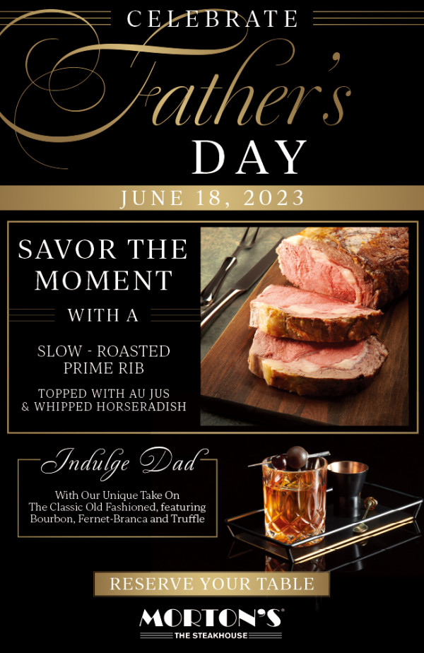 尖沙咀海景扒房「Morton's The Steakhouse」推出父親節午市套餐   18安士頂級燒牛肉／10安士厚切西冷牛扒／焗亞歷山大珍寶蝦／法式焦糖布甸／特調雞尾酒