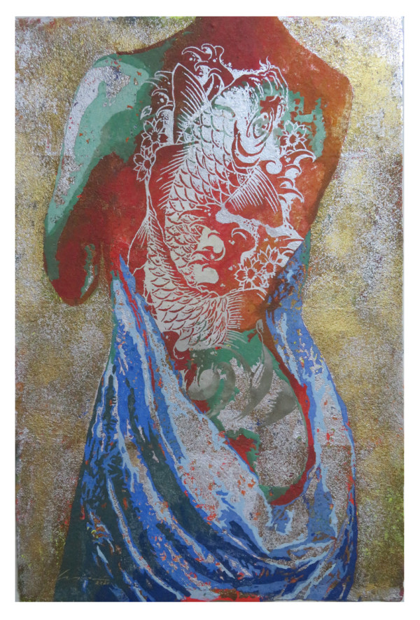 藝術家鍾大富創作古老岩彩藝術 天然礦物顏料勾勒新潮刺青圖案