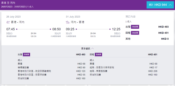 HK Express河內快閃機票優惠！來回連稅$1,000唔使！暑假出發單程票價$68起！