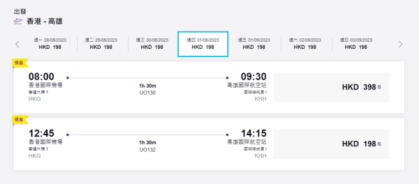 HK Express台灣機票單程$198起！來回台北/台中/高雄連稅低至$1,117！