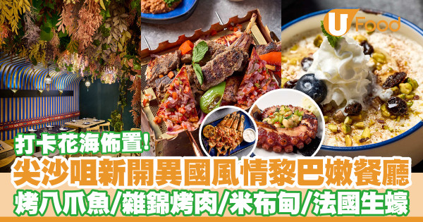 尖沙咀新開異國風情黎巴嫩餐廳Rue Du Liban　打卡花海 ／香烤西班牙八爪魚／阿拉伯雜錦烤肉／米布甸／法國生蠔