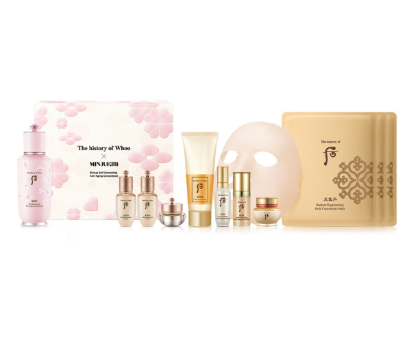 秘貼 自生精華套裝 $1,320（價值$4,040）買1享11｜包括秘貼 自生精華 90ml & 8ml、天率丹 和率極致再生水 25ml、天率丹 和率極致再生乳液 25ml、天率丹 和率極致再生霜 10ml、拱辰享 活膚泡沫洗顏乳 100ml、秘貼 循環精華 8ml、秘貼 自潤面霜 8ml、天氣丹 華炫黃金精華面膜 3片