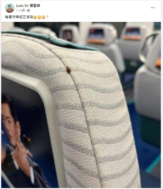 香港機場快綫座位上疑見到床蝨