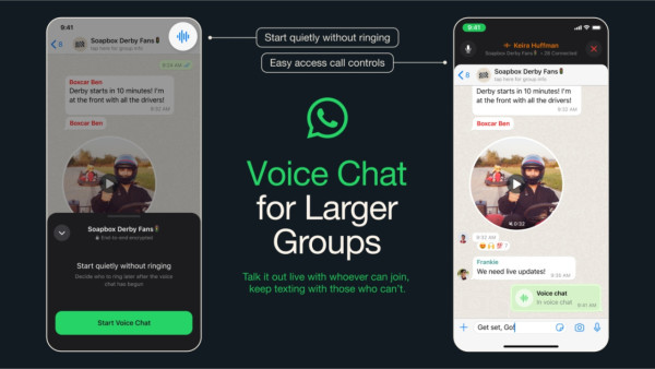 WhatsApp新推群組「語音對話」功能  33人或以上群組率先用、通話期間可傳文字訊息