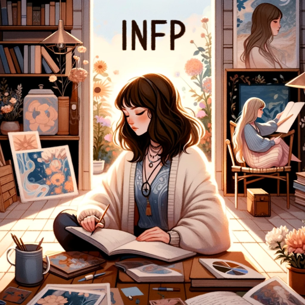 INFP在藝術和創意方面通常表現出色,擅長以創新方式表達自己。(AI製圖)