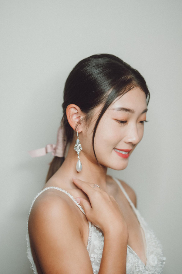 絲帶低直馬尾 Credit: 新娘化妝師Yutsz魚子