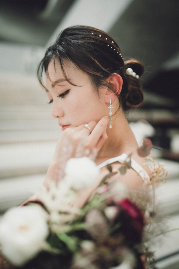 珍珠低發髻髮型 Credit: 新娘化妝師Yutsz魚子