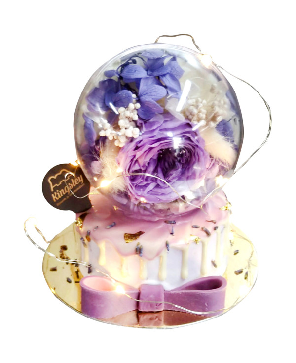 山下菓子浪漫紫保鮮花水 晶球蛋糕(預購價：$298)