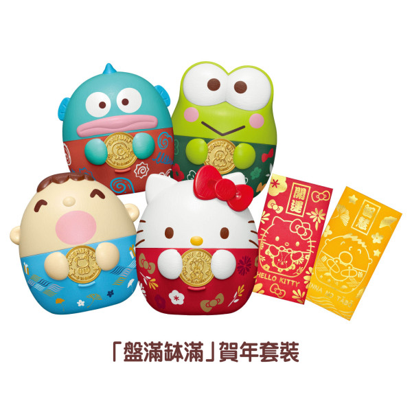7-Eleven印花換購Sanrio角色新春錢罌  金色特別版Hello Kitty／水怪／AP鴨／布甸狗／yuu會員獨家預訂套裝