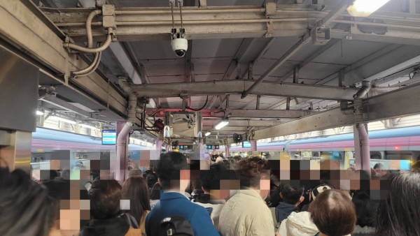港鐵大埔墟月台站滿乘客逼爆 擠至扶手電梯口險變「人踩人」