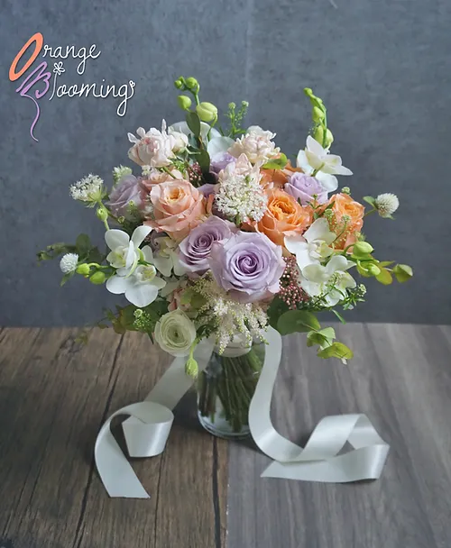 Lilac & Peach Bridal Bouquet 結婚花球 HK$1,680