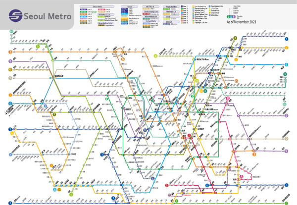首爾地鐵圖（圖片來源： Seoul Metro）