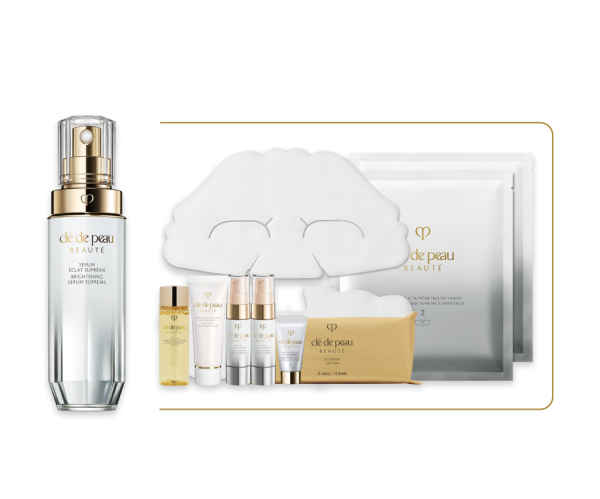 高效煥采亮白精華套裝 HK$2,600 (價值：HK$4,430) •	Brightening Serum Supreme 高效煥采亮白精華 40ml 及 9ml x 2 •	Softening Cleansing Foam 鉑鑽柔膚潔面泡沫 20ml •	Hydro-softening Lotion鉑鑽凝亮柔膚水 30ml •	Brightening Mask Treatment Supreme高效煥采亮白護理面膜 1套 •	Cotton化粧棉 14片