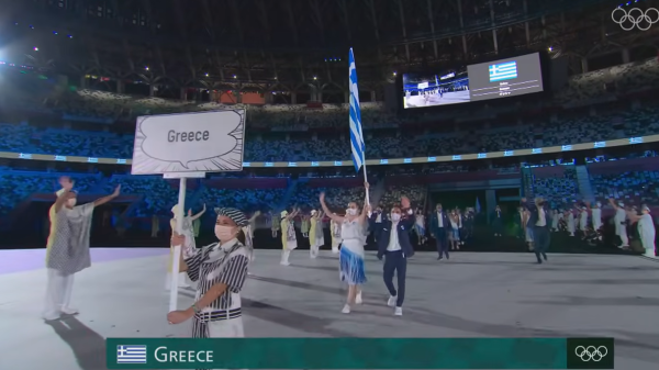 每屆奧運開幕式第一組進場的都是希臘。（圖片來源︰影片截圖）