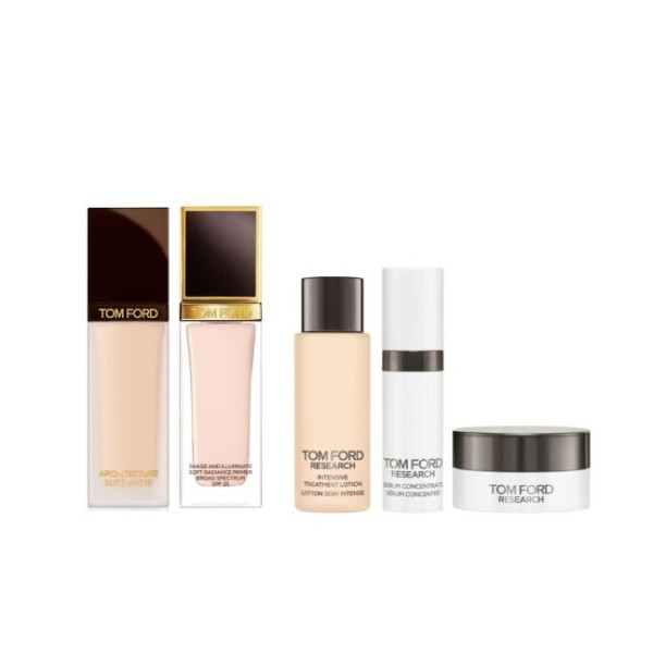 皇牌底妝套裝 $1,980 (原價$3,020) - 自選一款妝前乳 - 自選一款粉底液 - TOM FORD RESEARCH 精華修護液 15ML - TOM FORD RESEARCH 精華 5ML - TOM FORD RESEARCH 乳霜 3ML