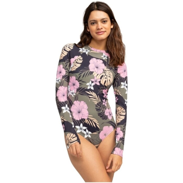 2024防曬長袖泳衣推薦10:Roxy熱帶印花一件頭長袖泳衣 $878