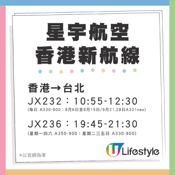 星宇航空宣佈7月開辦香港至台北航線！每日2班／早機去晚機返 