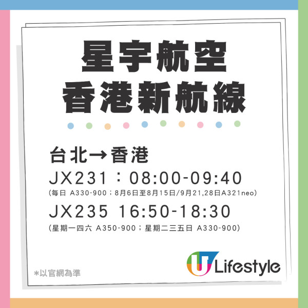星宇航空宣佈7月開辦香港至台北航線！每日2班／早機去晚機返 