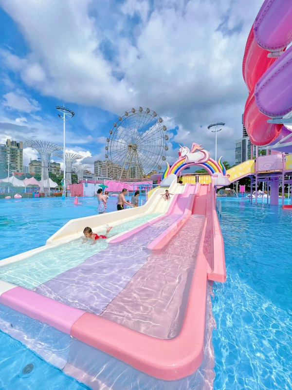 深圳夢幻粉紅水上樂園「星高度夢想水世界」 3萬平方米!打卡彩虹滑梯/人造衝浪/漂流玻璃橋