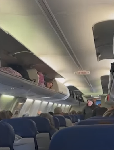 飛機乘客突爬上行李櫃訓教  躺平如入無人之境！網民：加咗行李費未？ 