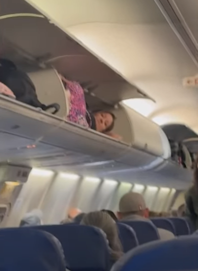 飛機乘客突爬上行李櫃訓教  躺平如入無人之境！網民：加咗行李費未？ 