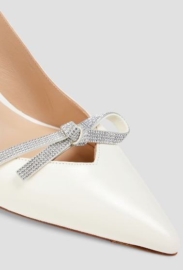 婚鞋推薦1. Stuart Weitzman 蝴蝶結細節飾帶皮革高跟鞋