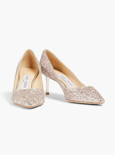 婚鞋推薦5. Jimmy Choo Romy 60 亮片小牛皮中跟鞋