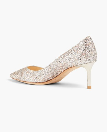 婚鞋推薦5. Jimmy Choo Romy 60 亮片小牛皮中跟鞋