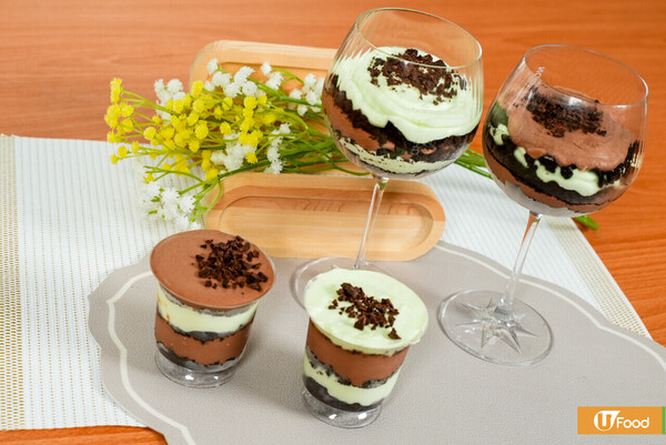 薄荷朱古力慕絲脆脆杯｜簡單4步！懶人甜品食譜