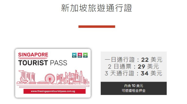 新加坡旅遊通行證（圖片來源︰thesingaporetouristpass.com.sg）