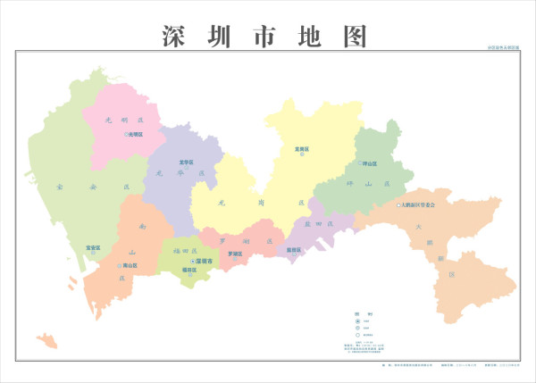 深圳市地圖（分區設色無鄰區版）（圖片來源︰深圳市地理信息公共服务平台）