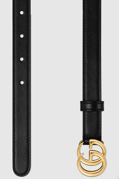 GG MARMONT皮帶綴以光面搭扣-黑色皮革