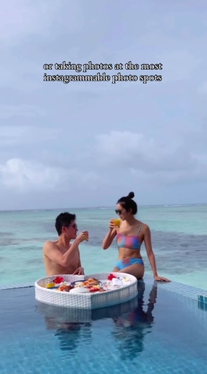 麥明詩盛勁為飛馬爾代夫度蜜月曬幸福合照 此行原來非二人世界 仲大手筆請埋…